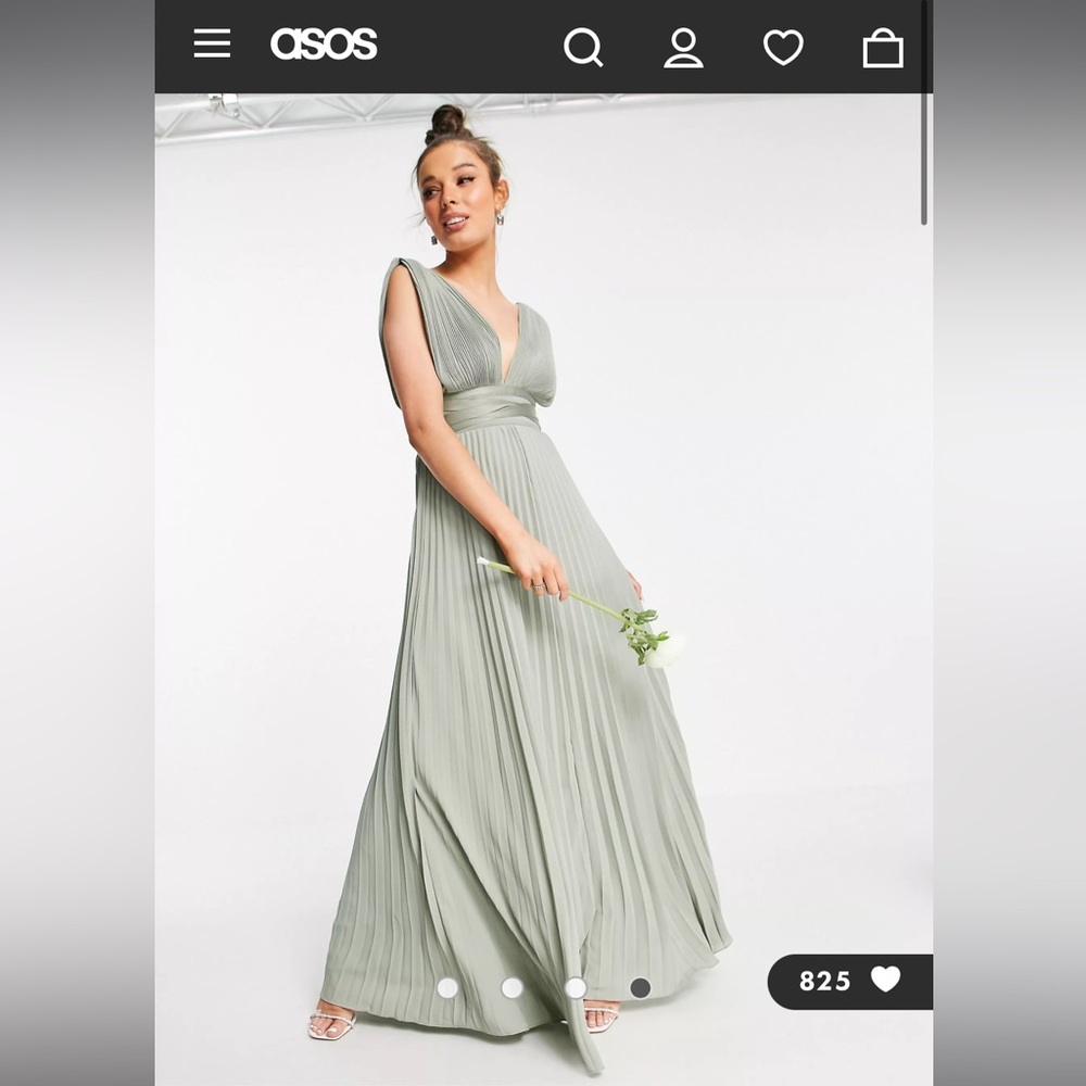 ASOS DESIGN Bridesmaid pleated cami maxi dress with satin wrap waist